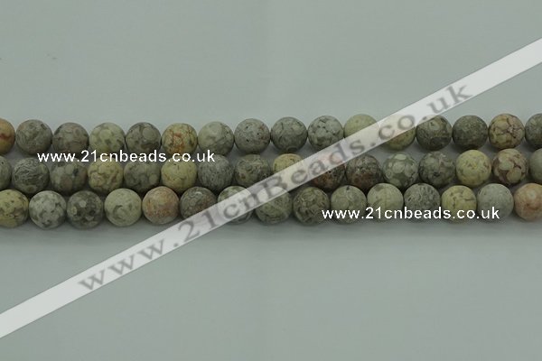 CLD204 15.5 inches 12mm round matte Chinese leopard skin jasper beads