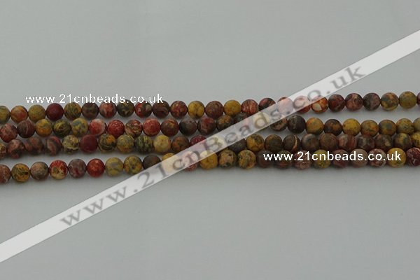 CLD211 15.5 inches 6mm round matte leopard skin jasper beads