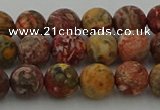 CLD212 15.5 inches 8mm round matte leopard skin jasper beads