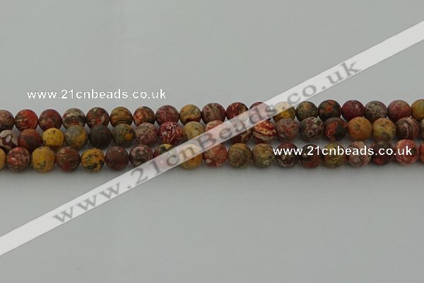 CLD212 15.5 inches 8mm round matte leopard skin jasper beads