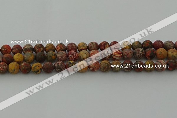 CLD213 15.5 inches 10mm round matte leopard skin jasper beads