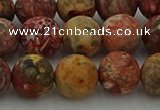 CLD214 15.5 inches 12mm round matte leopard skin jasper beads