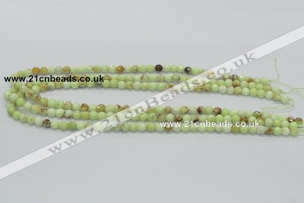 CLE33 15.5 inches 6mm faceted round lemon turquoise beads wholesale