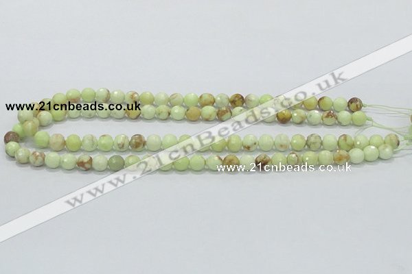 CLE34 15.5 inches 8mm faceted round lemon turquoise beads wholesale