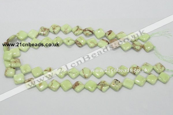 CLE37 15.5 inches 12*12mm diamond lemon turquoise beads wholesale