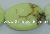 CLE59 15.5 inches 30*40mm faceted oval lemon turquoise beads