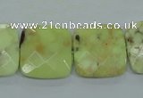 CLE61 15.5 inches 20*20mm faceted square lemon turquoise beads