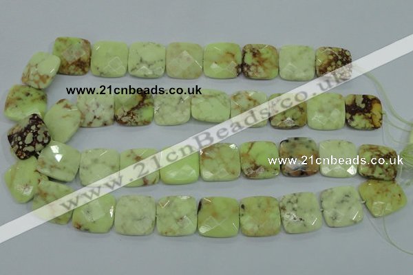 CLE61 15.5 inches 20*20mm faceted square lemon turquoise beads