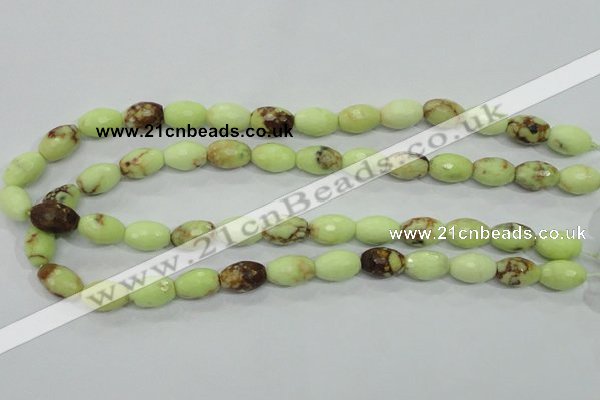 CLE70 15.5 inches 10*15mm faceted rice lemon turquoise beads