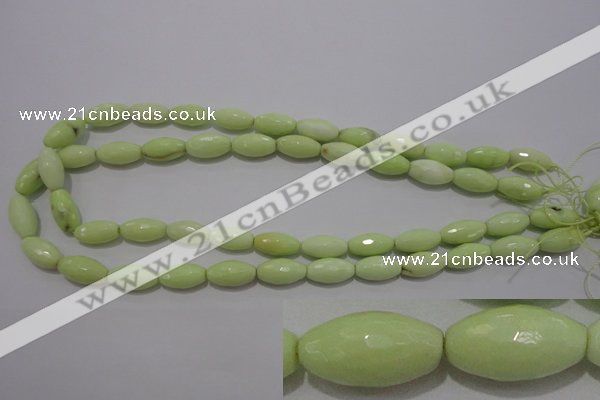 CLE74 15.5 inches 8*16mm faceted rice lemon turquoise beads