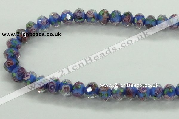 CLG01 12 inches 6*8mm faceted rondelle handmade lampwork beads