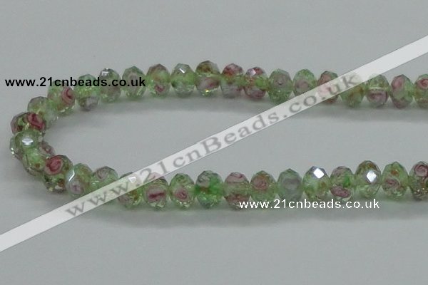 CLG09 12 inches 6*8mm faceted rondelle handmade lampwork beads