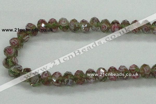 CLG10 12 inches 6*8mm faceted rondelle handmade lampwork beads