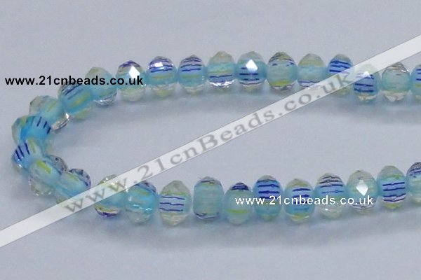 CLG44 13 inches 9*12mm faceted rondelle handmade lampwork beads