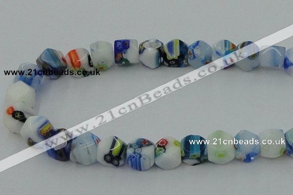 CLG534 16 inches 10*10mm faceted cube lampwork glass beads