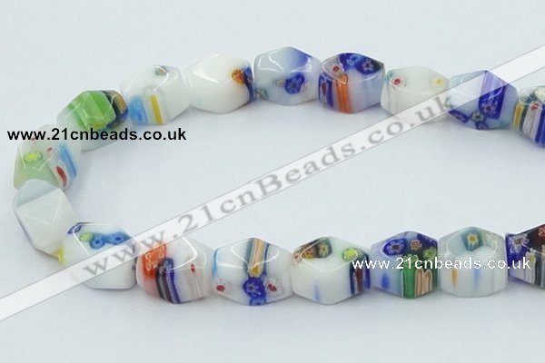 CLG536 16 inches 12*15mm faceted cuboid lampwork glass beads