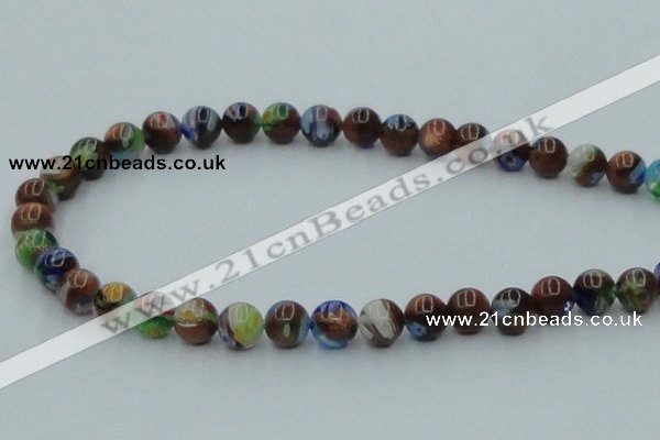 CLG540 16 inches 8mm round goldstone & lampwork glass beads