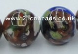 CLG543 16 inches 14mm round goldstone & lampwork glass beads