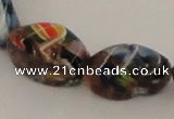 CLG547 16 inches 8*16mm twisted rice goldstone & lampwork beads