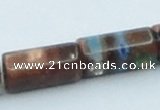 CLG551 16 inches 8*16mm faceted cylinder goldstone & lampwork beads