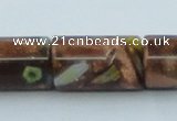 CLG552 16 inches 10*15mm faceted cylinder goldstone & lampwork beads