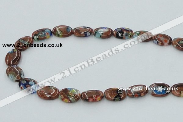 CLG553 16 inches 10*14mm oval goldstone & lampwork glass beads