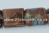 CLG556 16 inches 14*14mm square goldstone & lampwork glass beads