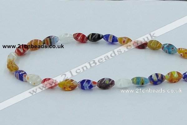 CLG576 16 inches 6*13mm twisted rice lampwork glass beads wholesale