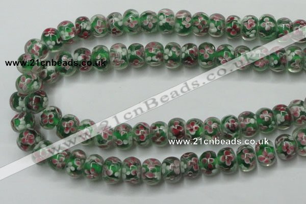 CLG769 14.5 inches 8*12mm rondelle lampwork glass beads wholesale