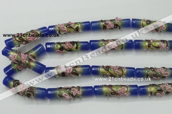 CLG787 15.5 inches 10*40mm cylinder lampwork glass beads wholesale