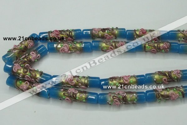 CLG788 15.5 inches 10*40mm cylinder lampwork glass beads wholesale