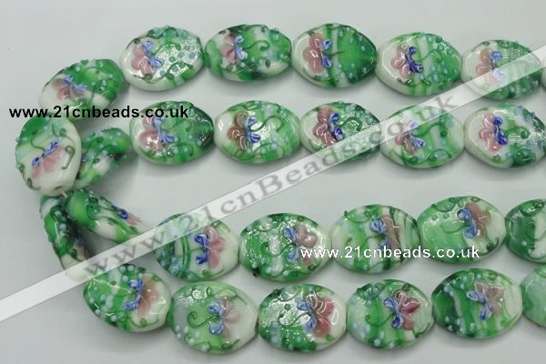 CLG798 15.5 inches 22*28mm oval lampwork glass beads wholesale