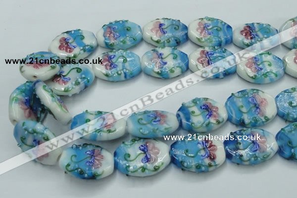 CLG799 15.5 inches 22*28mm oval lampwork glass beads wholesale