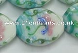 CLG800 15.5 inches 22*28mm oval lampwork glass beads wholesale