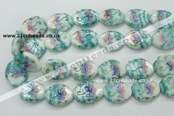 CLG800 15.5 inches 22*28mm oval lampwork glass beads wholesale