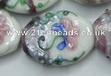 CLG801 15.5 inches 22*28mm oval lampwork glass beads wholesale