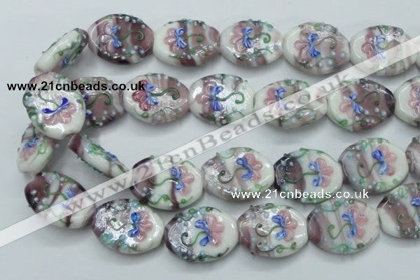 CLG801 15.5 inches 22*28mm oval lampwork glass beads wholesale