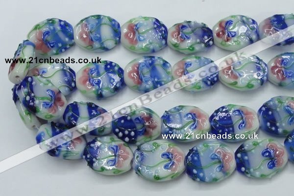 CLG802 15.5 inches 22*28mm oval lampwork glass beads wholesale