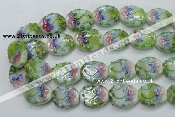 CLG803 15.5 inches 22*28mm oval lampwork glass beads wholesale