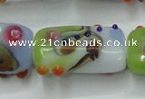 CLG804 15 inches 14*24mm rectangle lampwork glass beads wholesale