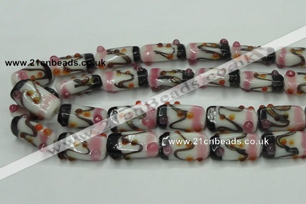 CLG807 15 inches 14*24mm rectangle lampwork glass beads wholesale