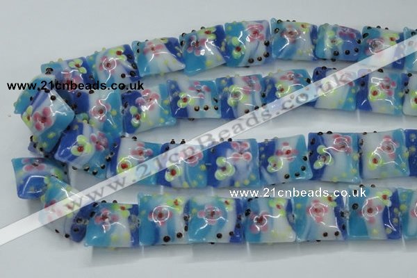 CLG808 15.5 inches 20*20mm square lampwork glass beads wholesale