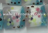 CLG809 15.5 inches 20*20mm square lampwork glass beads wholesale