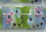 CLG811 15.5 inches 20*20mm square lampwork glass beads wholesale