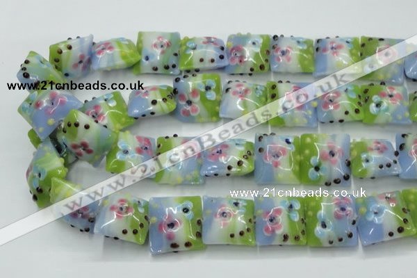 CLG811 15.5 inches 20*20mm square lampwork glass beads wholesale