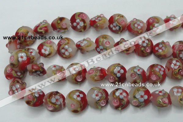 CLG812 15.5 inches 18mm flat round lampwork glass beads wholesale