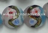 CLG813 15.5 inches 18mm flat round lampwork glass beads wholesale