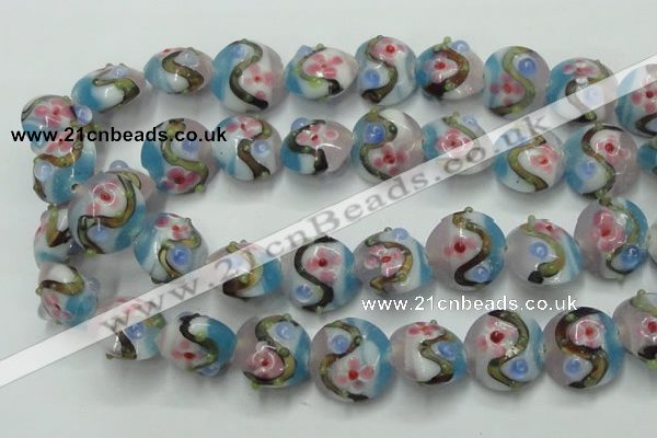 CLG813 15.5 inches 18mm flat round lampwork glass beads wholesale