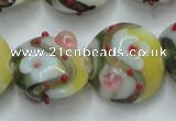 CLG814 15.5 inches 18mm flat round lampwork glass beads wholesale