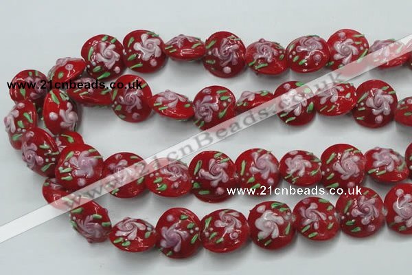 CLG815 15.5 inches 18mm flat round lampwork glass beads wholesale